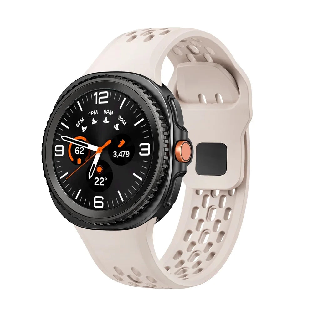 KALEBOL Replacement Band for Samsung Galaxy Watch8 44mm / 40mm / Watch8 Classic 46mm Holes Design Silicone Watch Strap - Starlight - 2