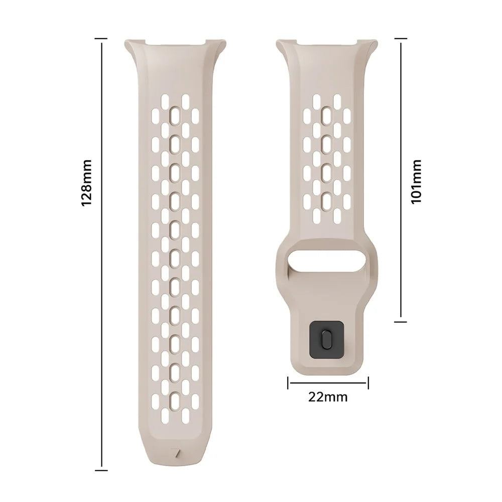 KALEBOL Replacement Band for Samsung Galaxy Watch8 44mm / 40mm / Watch8 Classic 46mm Holes Design Silicone Watch Strap - Starlight - 6