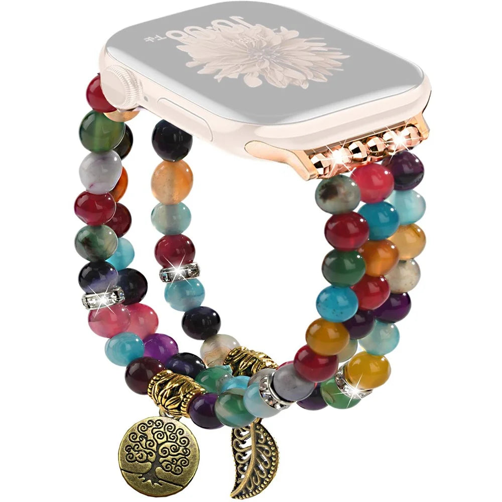 Watch Strap for Apple Watch Series 11 10 42mm / 9 8 7 41mm / SE3 SE2 SE 6 5 4 40mm / 3 2 1 38mm Beaded Bracelet Wrist Band - Colorful - 1