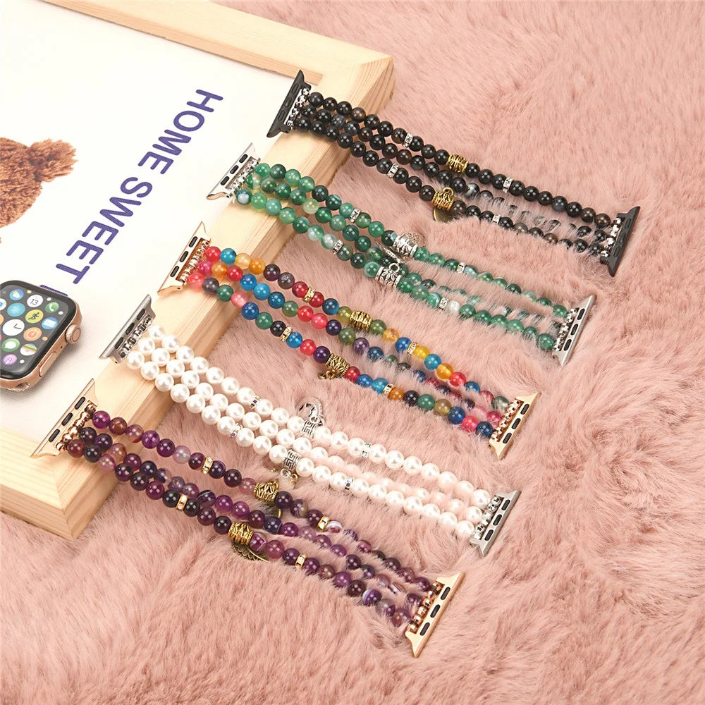 Watch Strap for Apple Watch Series 11 10 42mm / 9 8 7 41mm / SE3 SE2 SE 6 5 4 40mm / 3 2 1 38mm Beaded Bracelet Wrist Band - Colorful - 7