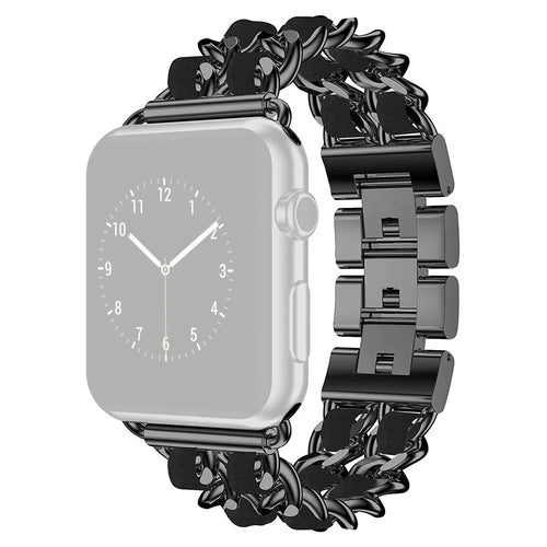 Chain Style Stainless Steel Watch Strap for Apple Watch Series 11 10 42mm / 9 8 7 41mm / SE3 SE2 SE 6 5 4 40mm / 3 2 1 38mm  - Black / Black - 1