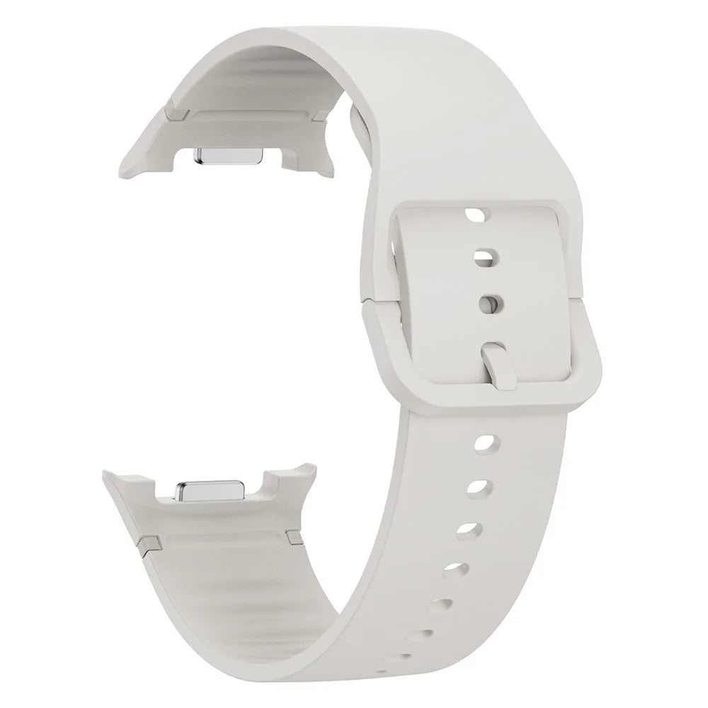 KALEBOL Silicone Watch Band for Samsung Galaxy Watch8 44mm / 40mm / Watch8 Classic 46mm Solid Color Wrist Strap - Ivory White - 2