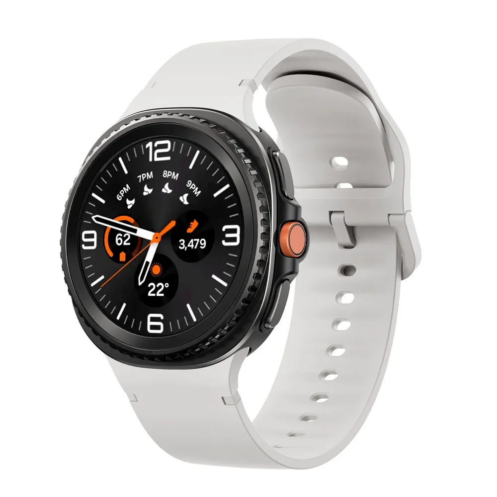 KALEBOL Silicone Watch Band for Samsung Galaxy Watch8 44mm / 40mm / Watch8 Classic 46mm Solid Color Wrist Strap - Ivory White - 3