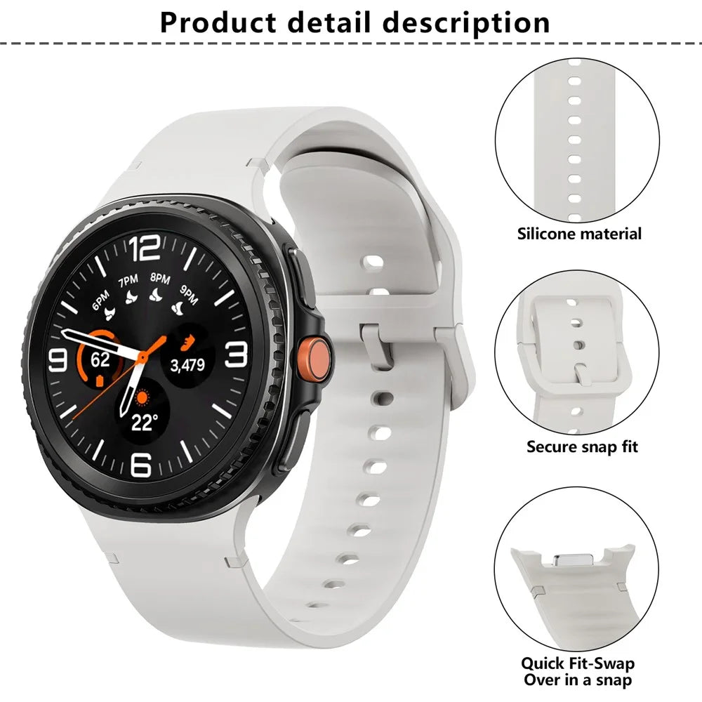 KALEBOL Silicone Watch Band for Samsung Galaxy Watch8 44mm / 40mm / Watch8 Classic 46mm Solid Color Wrist Strap - Ivory White - 4