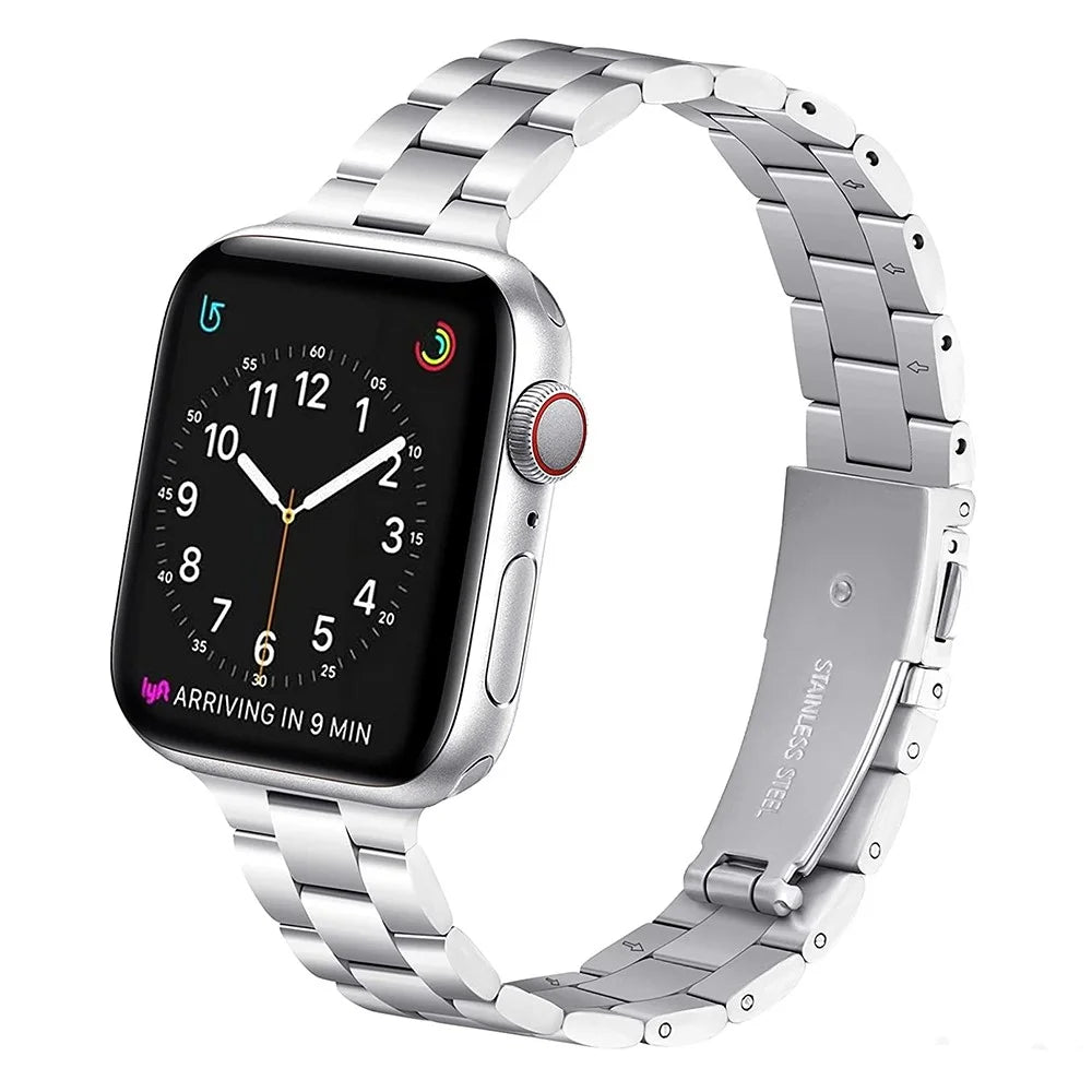 Steel Metal Smart Watch Band Wrist Strap Replacement for Apple Watch Series 11 10 42mm / 9 8 7 41mm / SE3 SE2 SE 6 5 4 40mm / 3 2 1 38mm  -Silver - 2