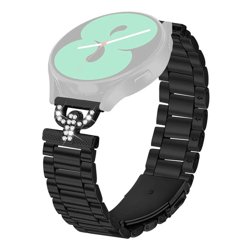 Colored Watch Strap for GarminMove Luxe / Vivomove Luxe Metal Band D-Shape Rhinestones Decor - Black - 1
