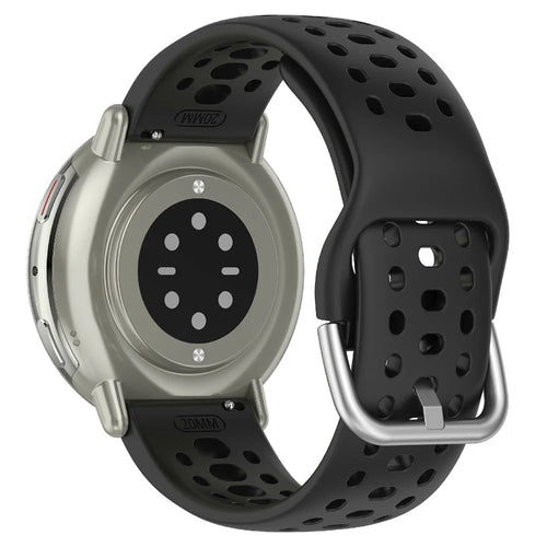 For Huami Amazfit Active 2 Square (A2434) Watch Band Holes Design Breathable Silicone Strap - Black - 1