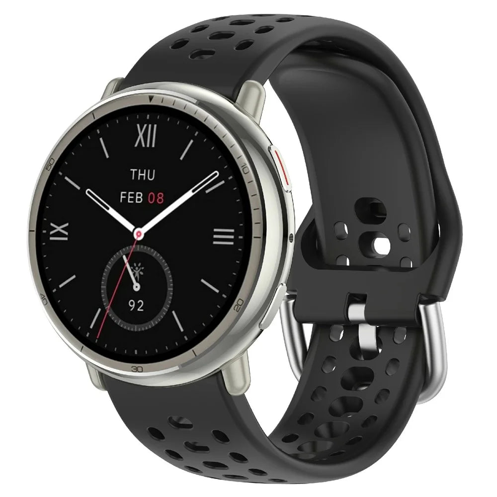 For Huami Amazfit Active 2 Square (A2434) Watch Band Holes Design Breathable Silicone Strap - Black - 2