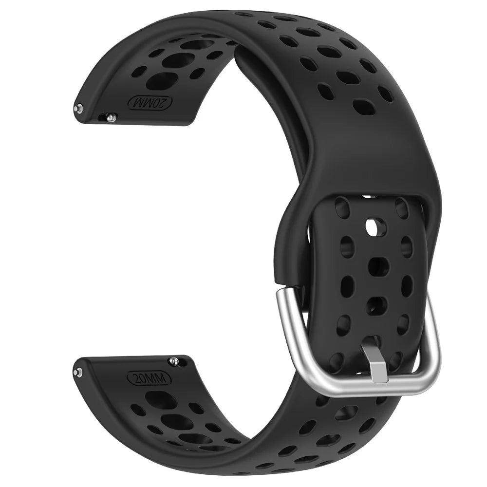 For Huami Amazfit Active 2 Square (A2434) Watch Band Holes Design Breathable Silicone Strap - Black - 3
