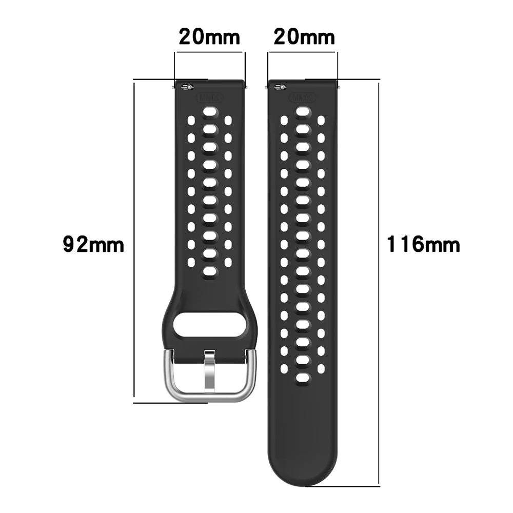 For Huami Amazfit Active 2 Square (A2434) Watch Band Holes Design Breathable Silicone Strap - Black - 6