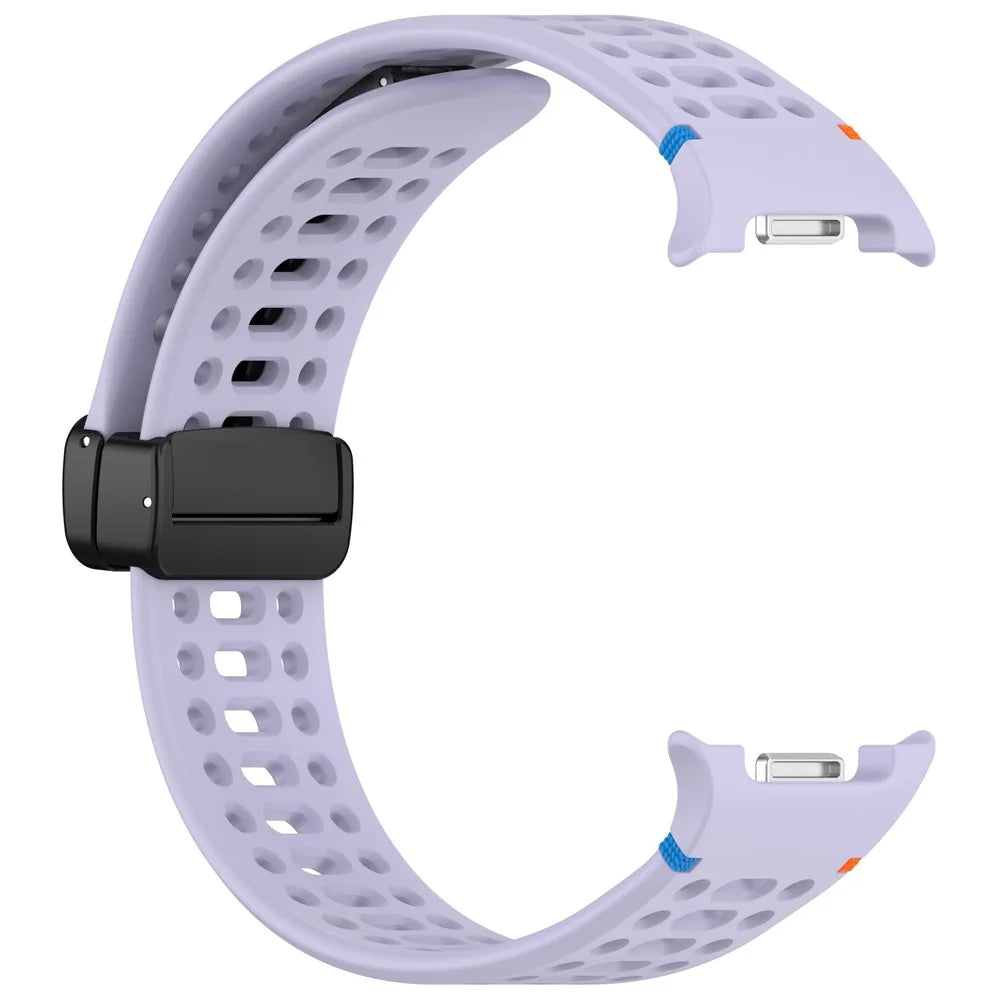 Silicone Watch Band for Samsung Galaxy Watch8 44mm / 40mm / Watch8 Classic 46mm Hollow Breathable Magnetic Buckle Strap - Purple - 4