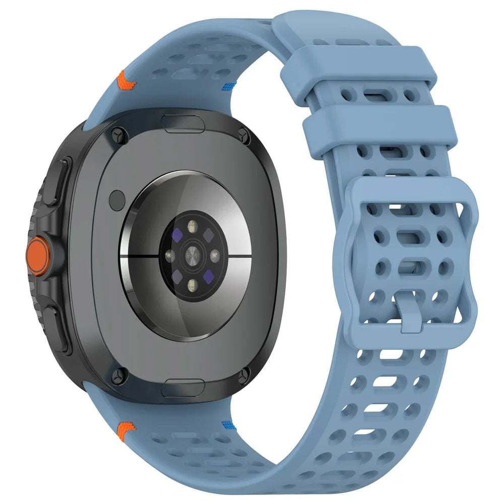 Watch Band for Samsung Galaxy Watch8 44mm / 40mm / Watch8 Classic 46mm Holes Design Breathable Silicone Strap - Blue - 1