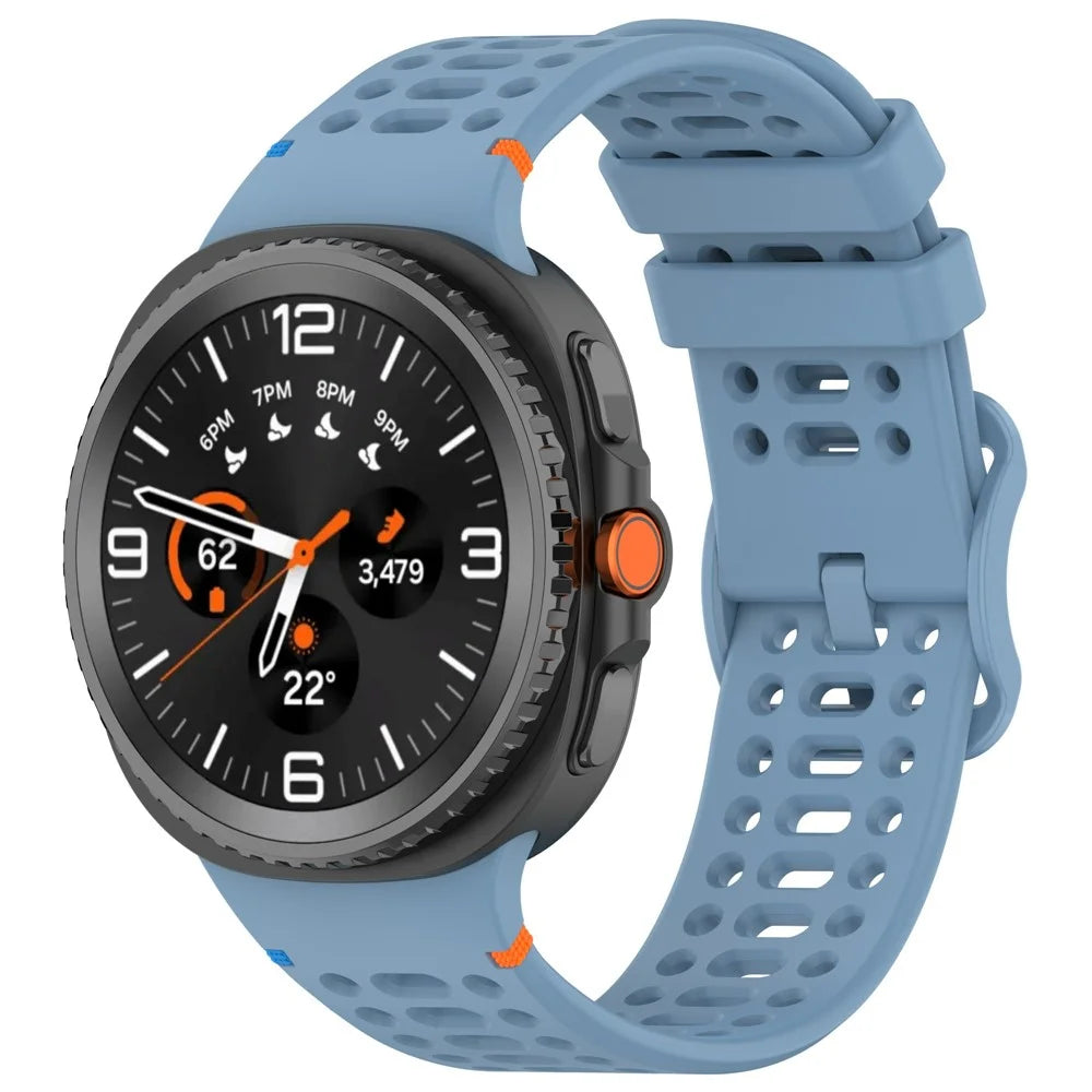 Watch Band for Samsung Galaxy Watch8 44mm / 40mm / Watch8 Classic 46mm Holes Design Breathable Silicone Strap - Blue - 2