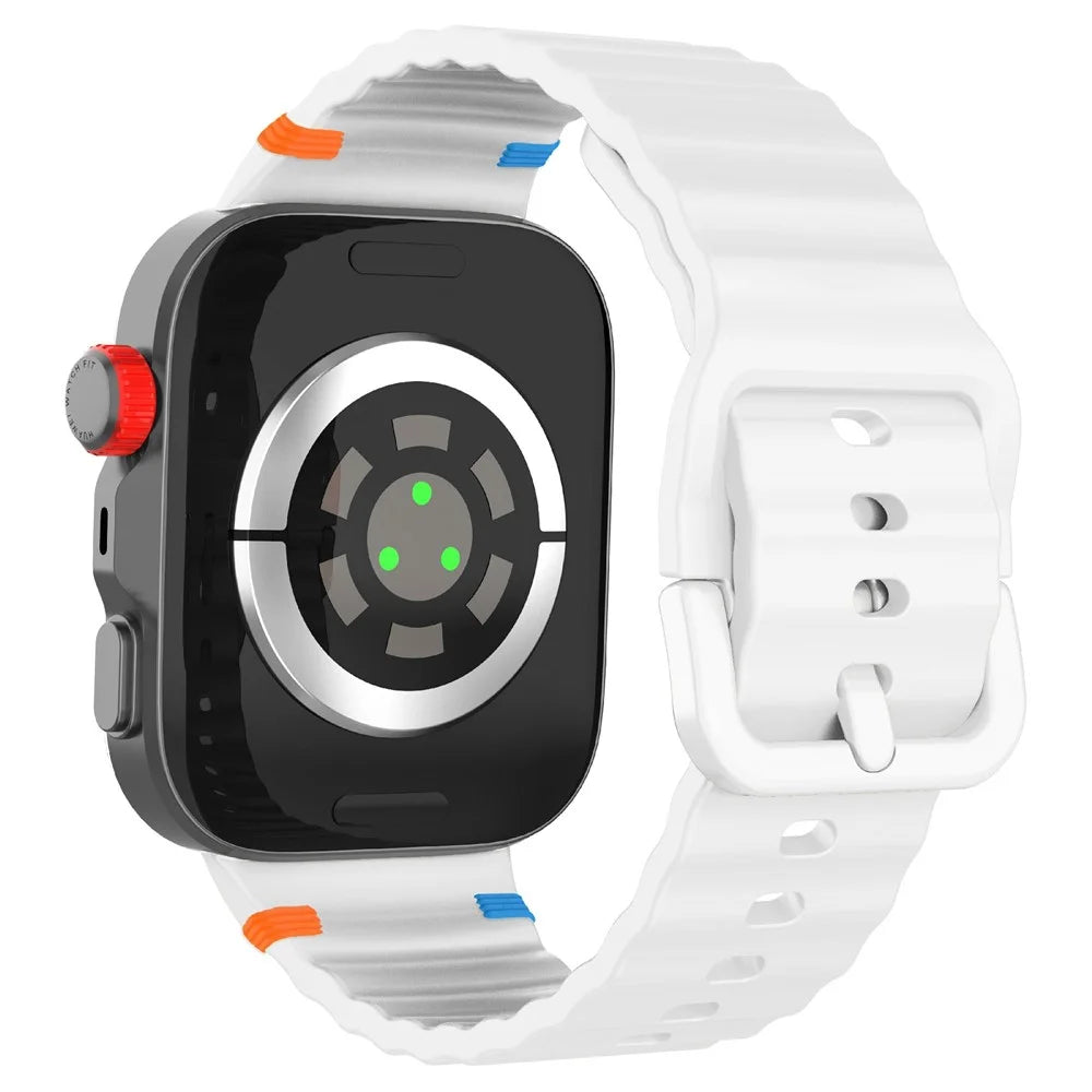 Silicone Watch Strap for Huawei Watch Fit 4 Pro / Fit 4 / Fit 3 Wave Stitching Line Design Wrist Band - White - 1