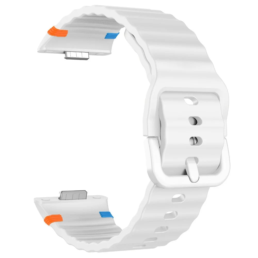 Silicone Watch Strap for Huawei Watch Fit 4 Pro / Fit 4 / Fit 3 Wave Stitching Line Design Wrist Band - White - 4