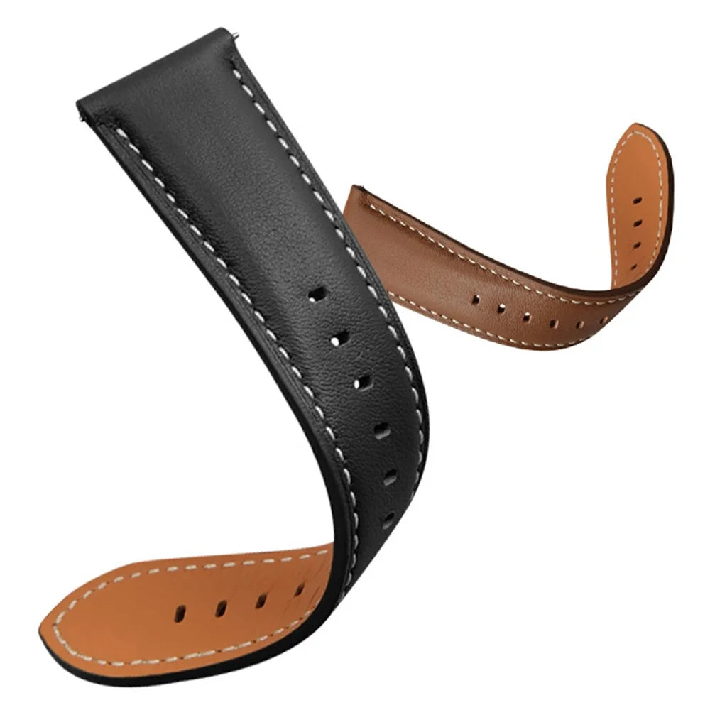 Watch Band for Samsung Galaxy Watch8 44mm / 40mm / Watch8 Classic 46mm Metal Connector Genuine Cow Leather Strap - Pink - 3