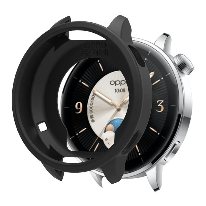 For Oppo Watch X2 Mini Textured Silicone Smartwatch Strap + Watch Case - Black - 2