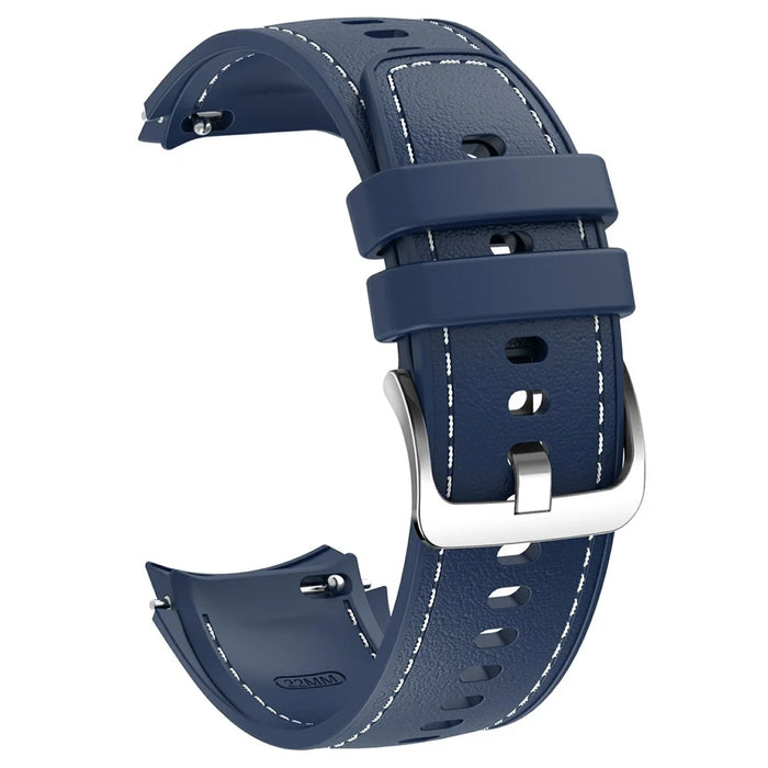 For Oppo Watch X2 Smartwatch Band Stitched Line Design Adjustable Silicone Strap - Midnight Blue - 3