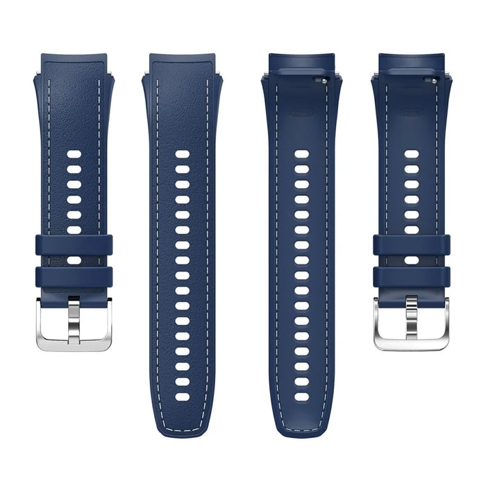For Oppo Watch X2 Smartwatch Band Stitched Line Design Adjustable Silicone Strap - Midnight Blue - 5