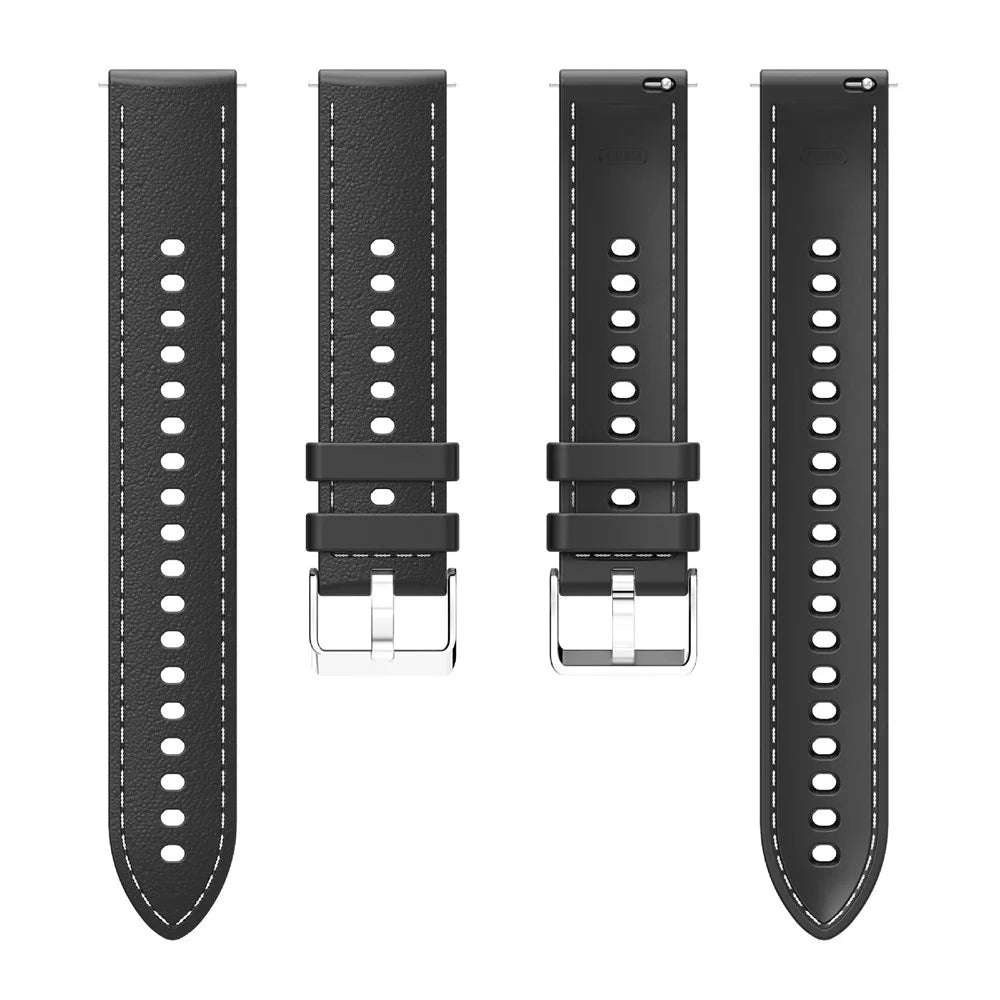 For Huawei Watch GT 5 41mm Smartwatch Band 18mm Stitched Line Design Adjustable Silicone Strap - Black - 1