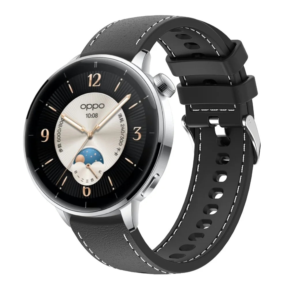 For Huawei Watch GT 5 41mm Smartwatch Band 18mm Stitched Line Design Adjustable Silicone Strap - Black - 2