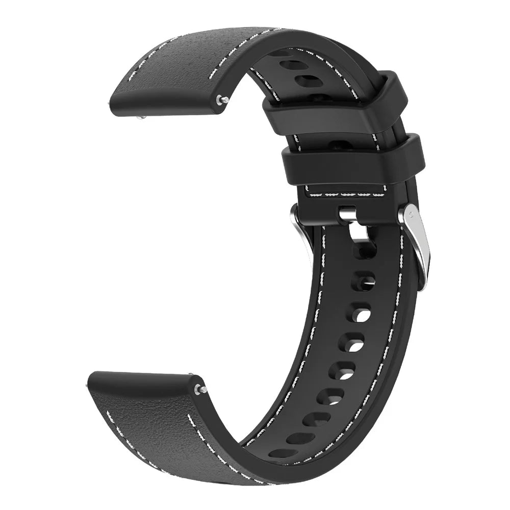 For Huawei Watch GT 5 41mm Smartwatch Band 18mm Stitched Line Design Adjustable Silicone Strap - Black - 4