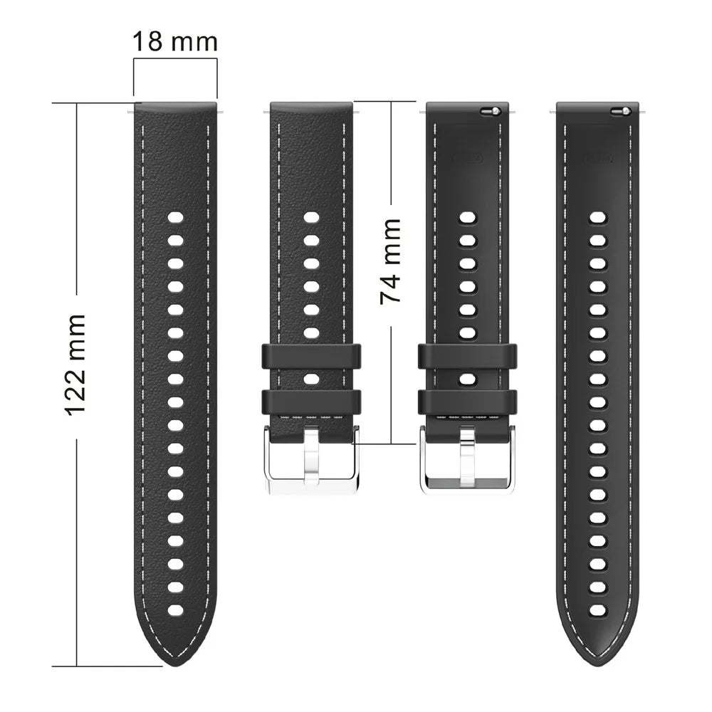 For Huawei Watch GT 5 41mm Smartwatch Band 18mm Stitched Line Design Adjustable Silicone Strap - Black - 5