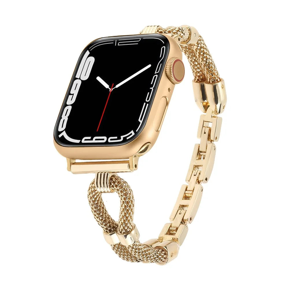 Wrist Strap for Apple Watch Series 11 10 42mm / 9 8 7 41mm / SE3 SE2 SE 6 5 4 40mm / 3 2 1 38mm Copper Chain Metal Watch Band - Gold - 2