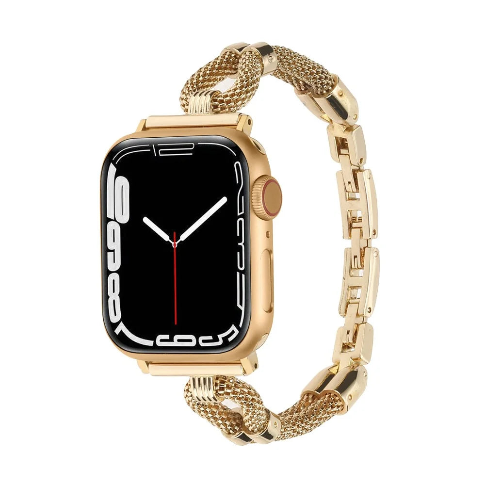 Wrist Strap for Apple Watch Ultra 3 2 1 49mm / Series 11 10 46mm / 9 8 7 45mm / SE3 SE2 SE 6 5 4 44mm / 3 2 1 42mm Copper Chain Metal Watch Band - Gold - 3