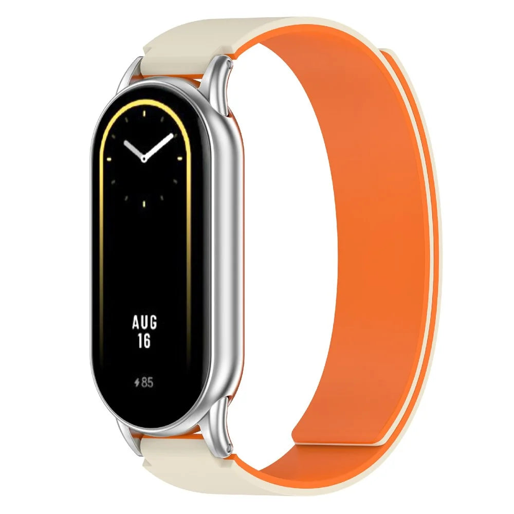 For Xiaomi Smart Band 10 Silicone Strap Magnetic Replacement Watch Band - Starlight / Orange - 2