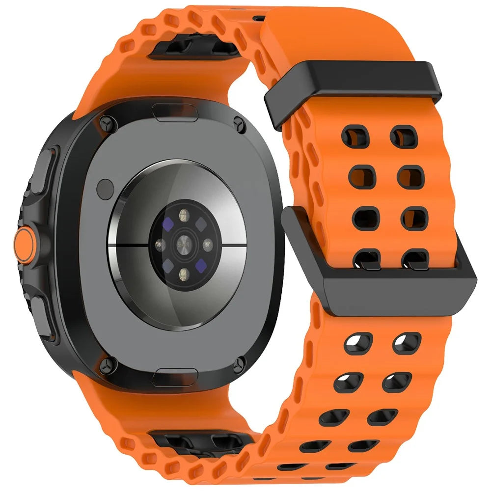 Silicone Band for Samsung Galaxy Watch8 44mm / 40mm / Watch8 Classic 46mm Dual Color Replacement Watch Strap - Orange / Black - 1