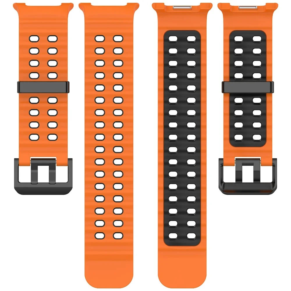 Silicone Band for Samsung Galaxy Watch8 44mm / 40mm / Watch8 Classic 46mm Dual Color Replacement Watch Strap - Orange / Black - 4