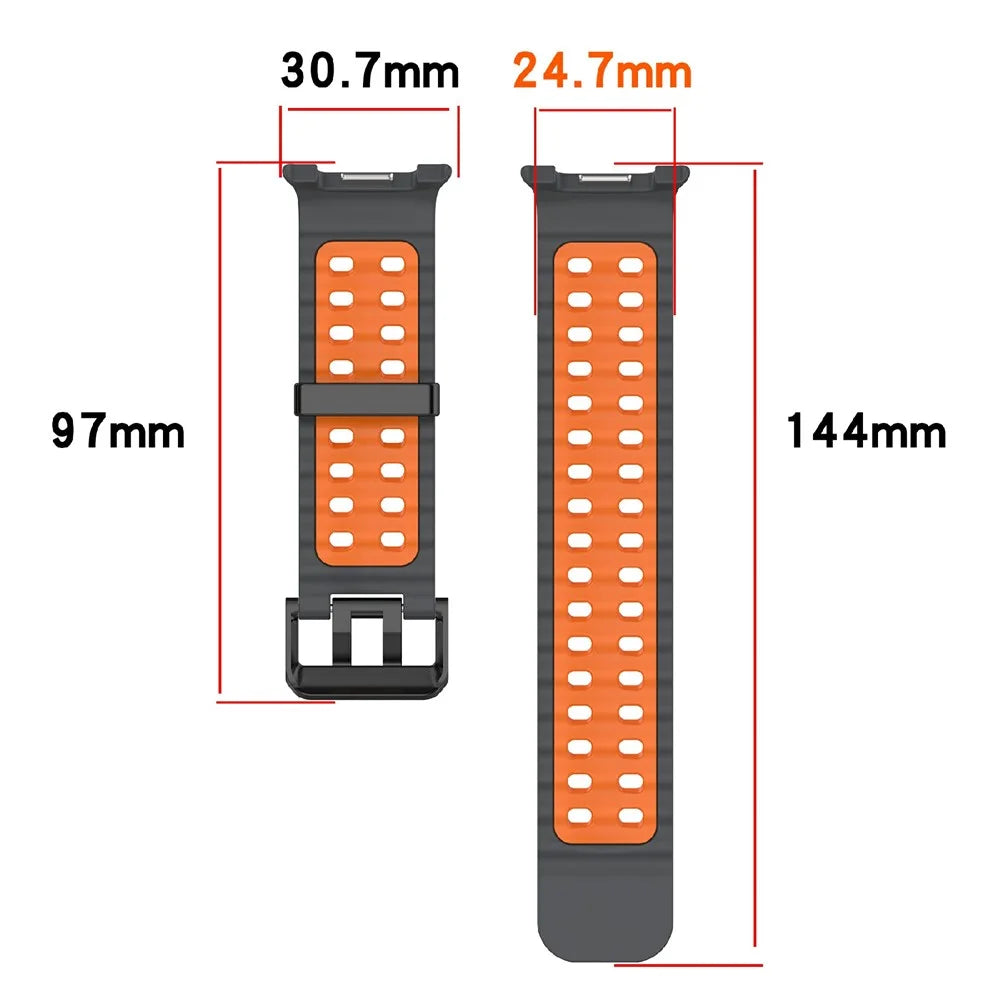 Silicone Band for Samsung Galaxy Watch8 44mm / 40mm / Watch8 Classic 46mm Dual Color Replacement Watch Strap - Orange / Black - 6