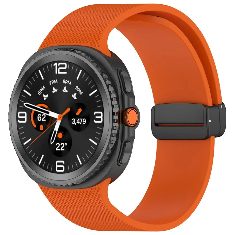 Watch Band for Samsung Galaxy Watch8 44mm / 40mm / Watch8 Classic 46mm Magnetic Buckle Silicone Strap - Orange - 2