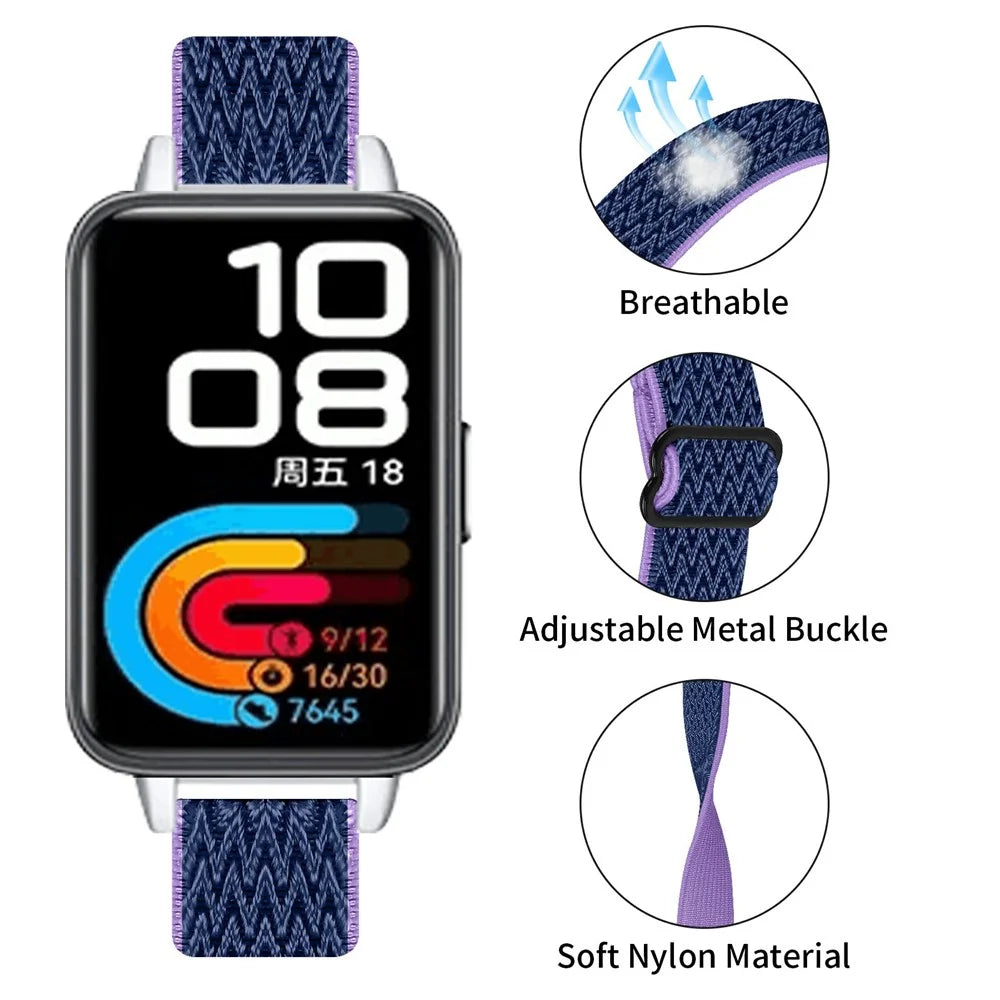 For Huawei Band 10 / 9 / 8 Adjustable Nylon Watch Band Wave Design Elastic Wrist Strap - Purple / Blue - 3