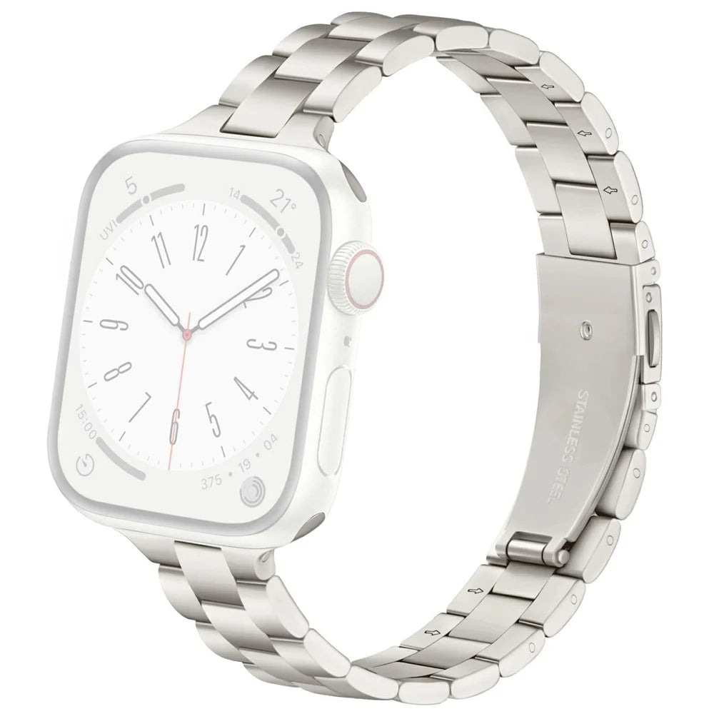 Electroplating Color Strap for Apple Watch Ultra 3 2 1 49mm / Series 11 10 46mm / 9 8 7 45mm / SE3 SE2 SE 6 5 4 44mm / 3 2 1 42mm Slim Metal Watch Band - Light Starlight - 1