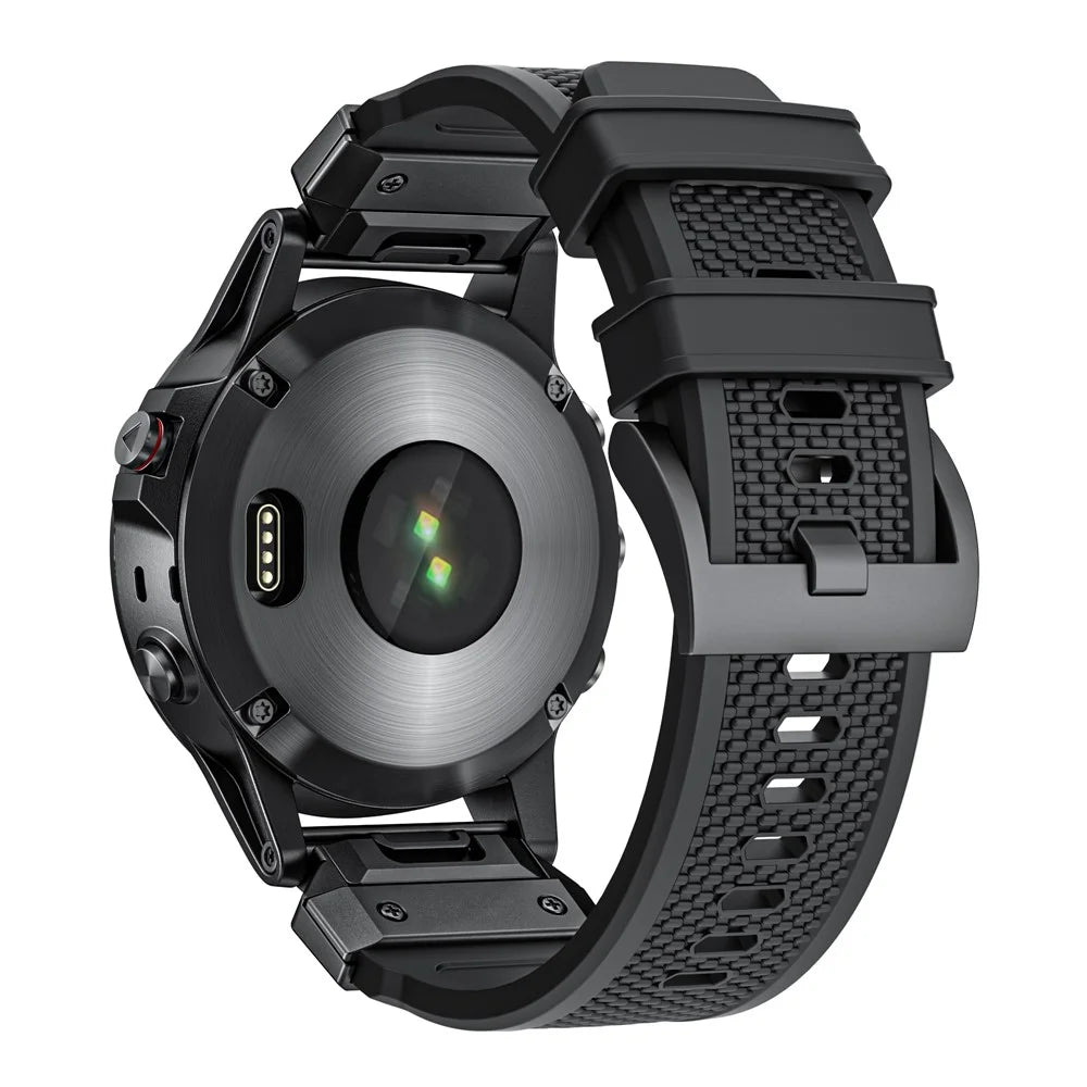 26mm Wrist Band for Garmin Fenix 8 51mm / Enduro 3 / Enduro 2 Universal Silicone Watch Strap - Black - 1