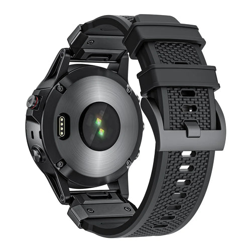 26mm Wrist Band for Garmin Fenix 8 51mm / Enduro 3 / Enduro 2 Universal Silicone Watch Strap - Black - 1
