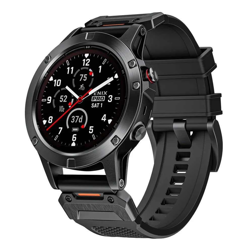 26mm Wrist Band for Garmin Fenix 8 51mm / Enduro 3 / Enduro 2 Universal Silicone Watch Strap - Black - 2