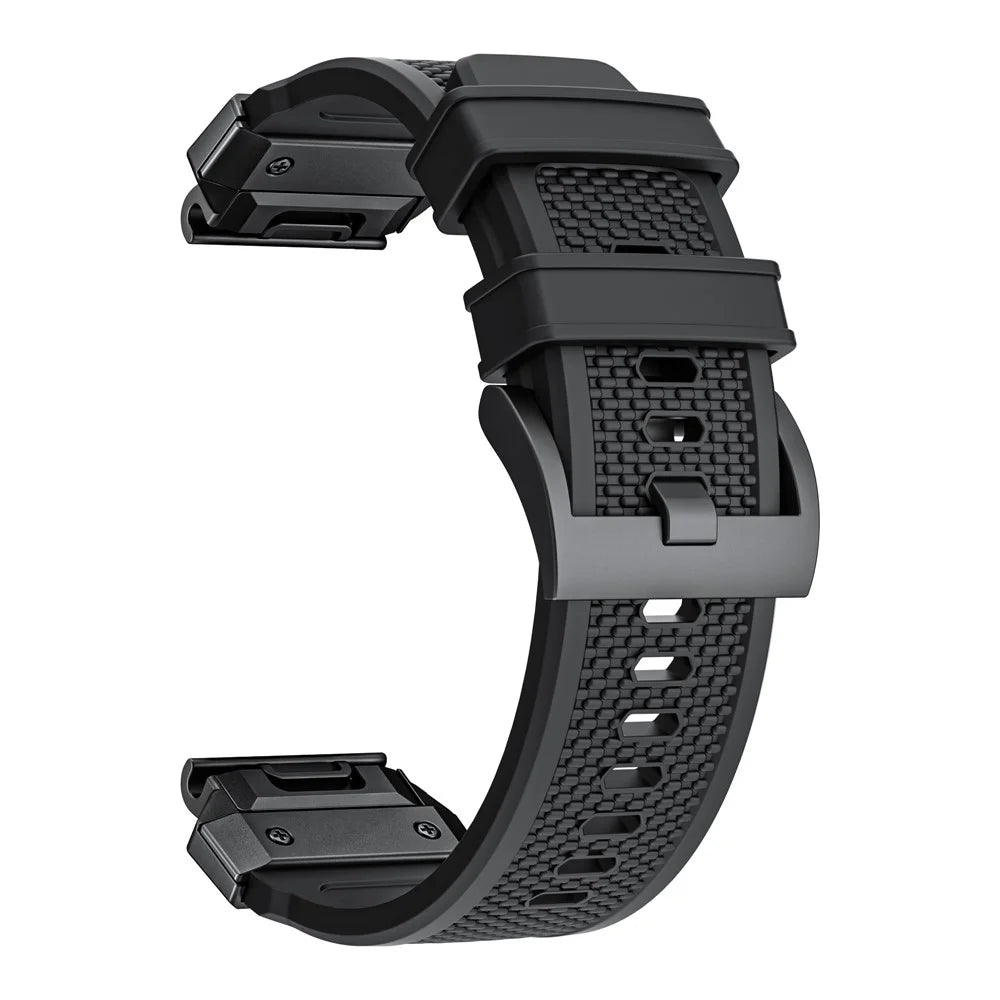 For Garmin Fenix 8 47mm / Fenix E 47mm Wrist Band 22mm Universal Silicone Watch Strap - Black - 3