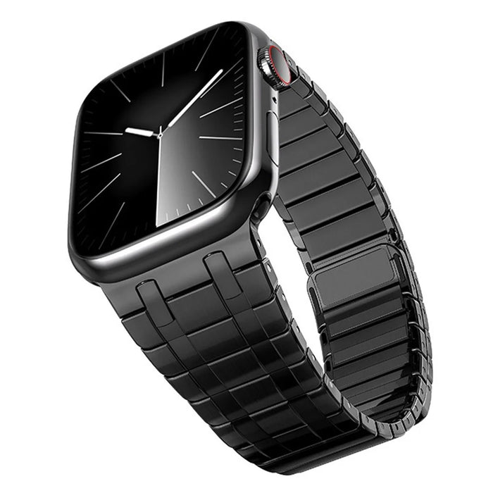 Smartwatch Band for Apple Watch Ultra 3 2 1 49mm / Series 11 10 46mm / 9 8 7 45mm / SE3 SE2 SE 6 5 4 44mm / 3 2 1 42mm Magnetic Stainless Steel Wrist Strap - Black - 1
