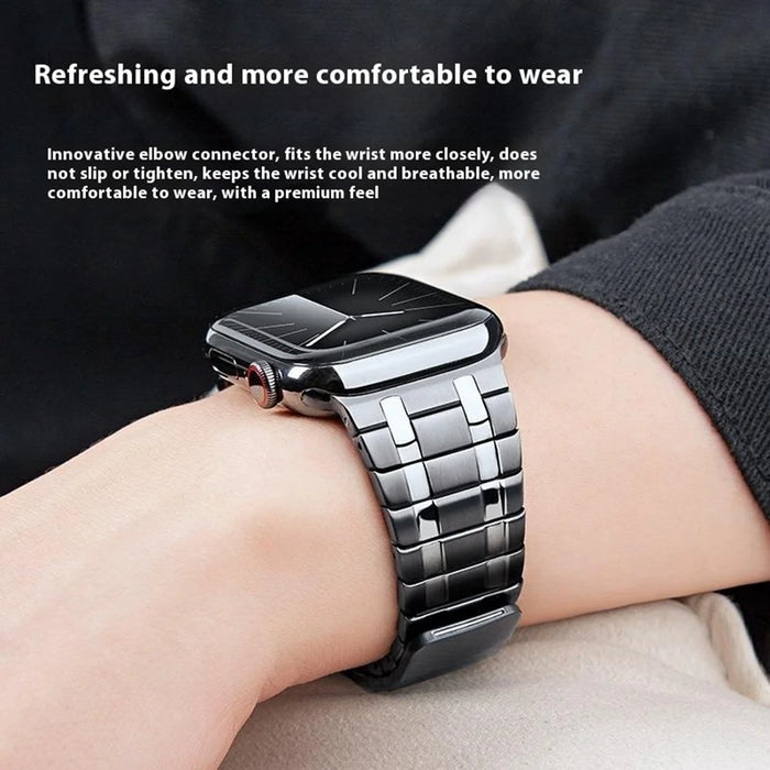 Smartwatch Band for Apple Watch Ultra 3 2 1 49mm / Series 11 10 46mm / 9 8 7 45mm / SE3 SE2 SE 6 5 4 44mm / 3 2 1 42mm Magnetic Stainless Steel Wrist Strap - Black - 4