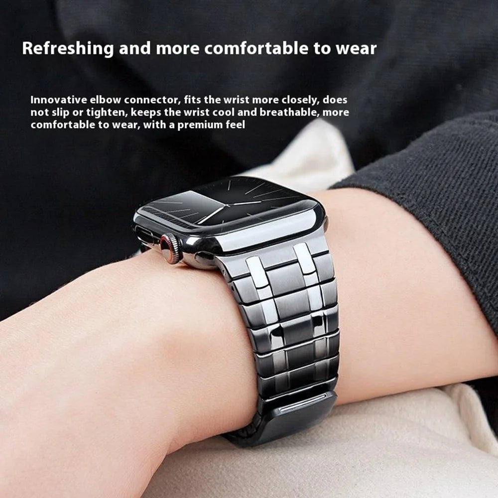 Smartwatch Band for Apple Watch Series 11 10 42mm / 9 8 7 41mm / SE3 SE2 SE 6 5 4 40mm / 3 2 1 38mm Magnetic Stainless Steel Wrist Strap - Black - 4