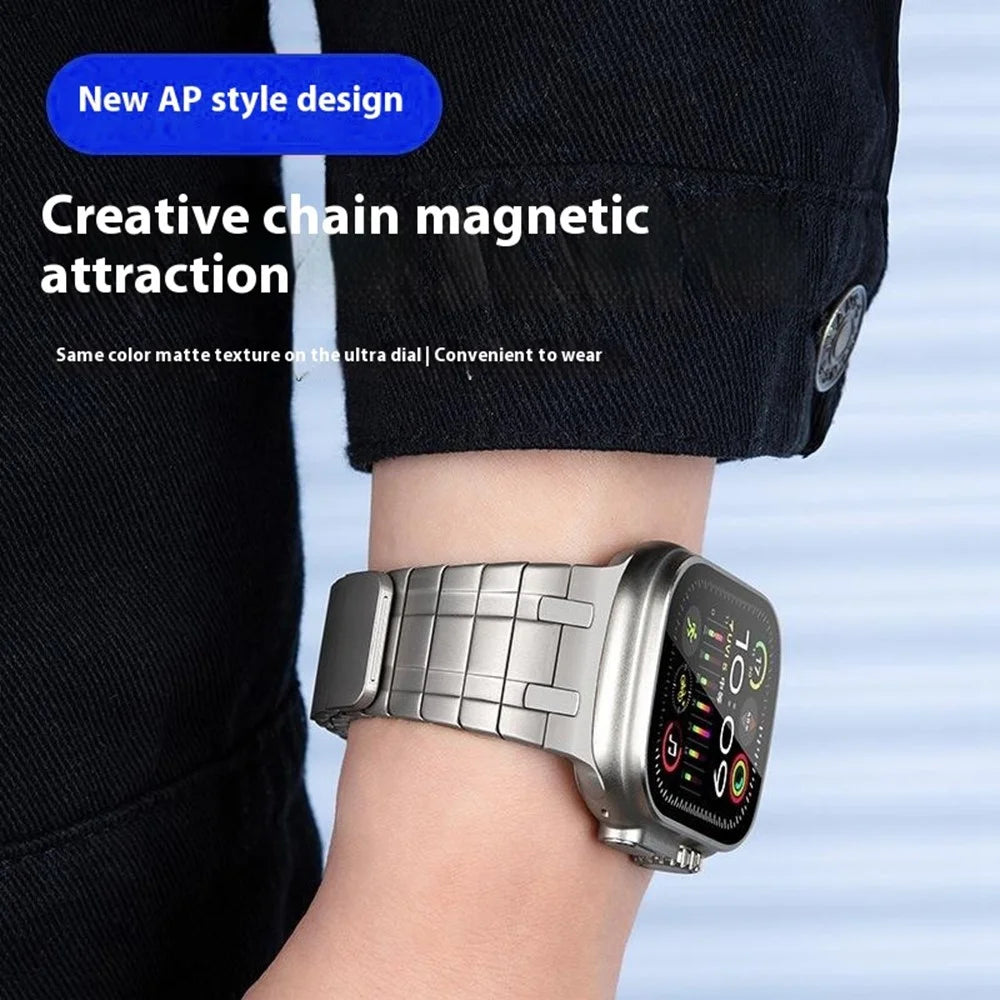 Smartwatch Band for Apple Watch Series 11 10 42mm / 9 8 7 41mm / SE3 SE2 SE 6 5 4 40mm / 3 2 1 38mm Magnetic Stainless Steel Wrist Strap - Black - 5