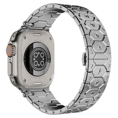 Watch Band for Apple Watch Ultra 3 2 1 49mm / Series 11 10 46mm / 9 8 7 45mm / SE3 SE2 SE 6 5 4 44mm / 3 2 1 42mm Butterfly Buckle Stainless Steel Strap - Silver - 1