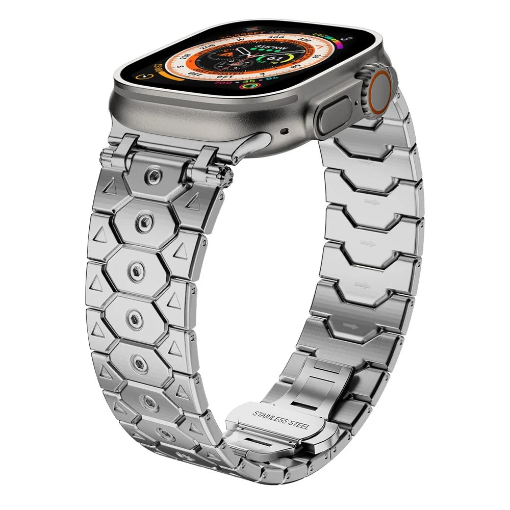 Watch Band for Apple Watch Ultra 3 2 1 49mm / Series 11 10 46mm / 9 8 7 45mm / SE3 SE2 SE 6 5 4 44mm / 3 2 1 42mm Butterfly Buckle Stainless Steel Strap - Silver - 3