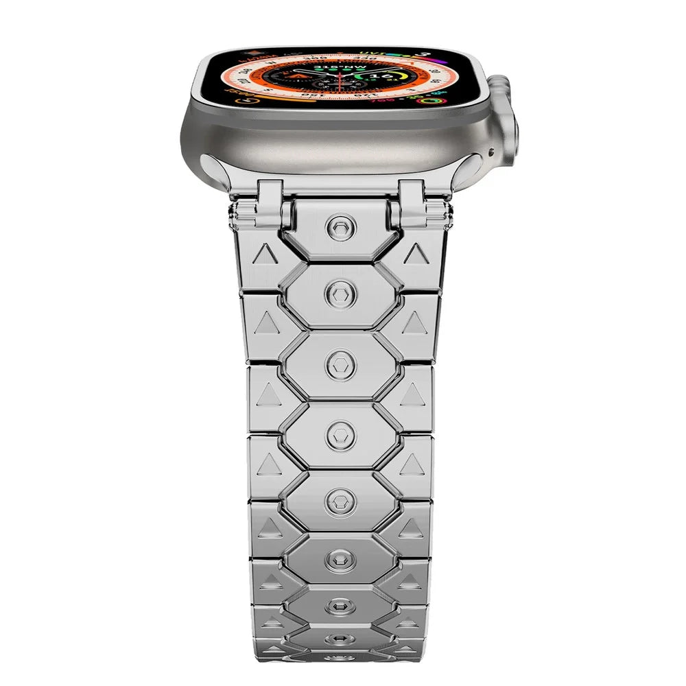 Watch Band for Apple Watch Ultra 3 2 1 49mm / Series 11 10 46mm / 9 8 7 45mm / SE3 SE2 SE 6 5 4 44mm / 3 2 1 42mm Butterfly Buckle Stainless Steel Strap - Silver - 4