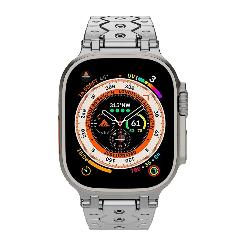 Watch Band for Apple Watch Ultra 3 2 1 49mm / Series 11 10 46mm / 9 8 7 45mm / SE3 SE2 SE 6 5 4 44mm / 3 2 1 42mm Butterfly Buckle Stainless Steel Strap - Silver - 5