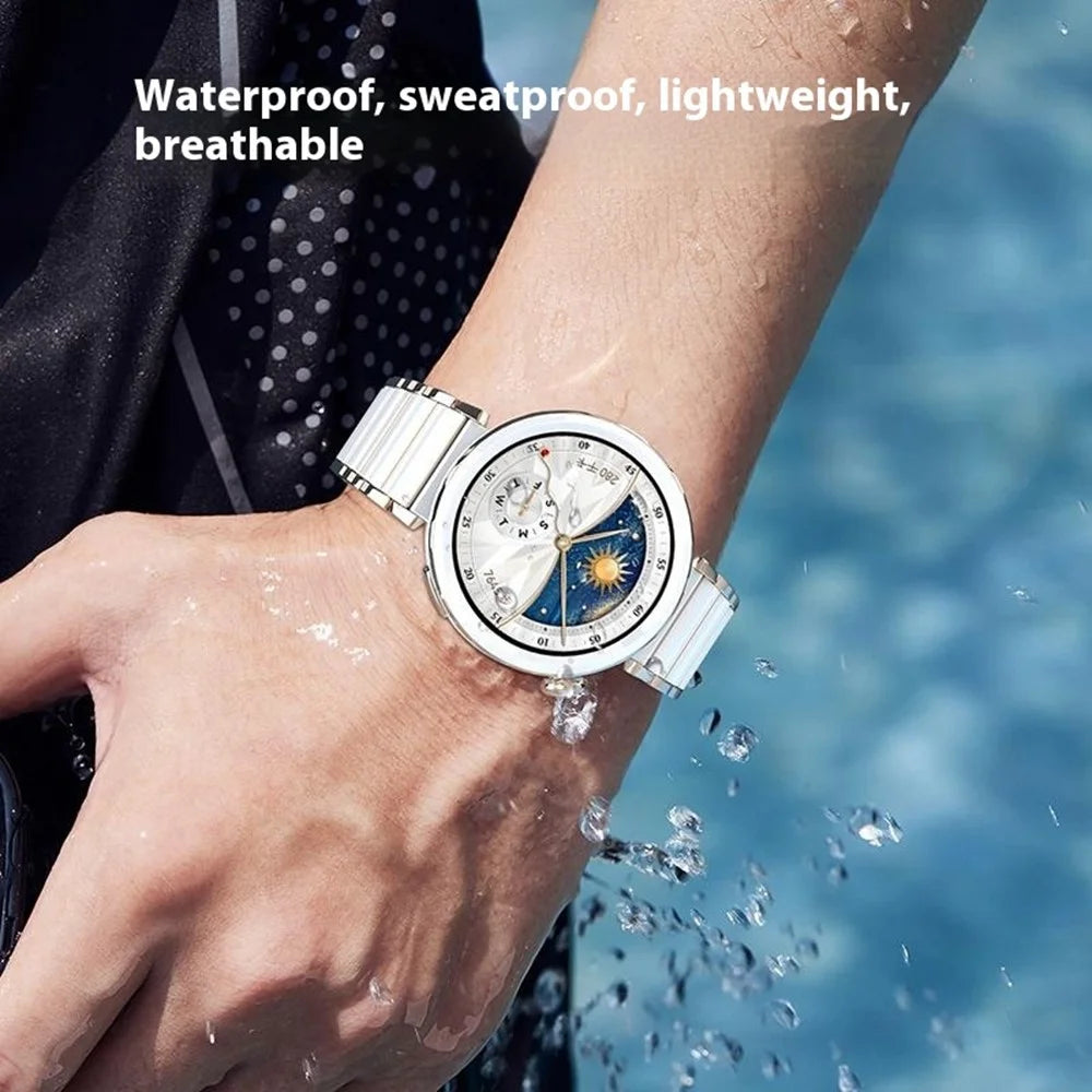 18mm Wrist Strap for Huawei Watch GT 5 Pro 42mm / GT 5 41mm / GT 4 41mm / Xiaomi Watch S4 41mm Ceramic Stainless Steel Watch Band - Starlight - 5