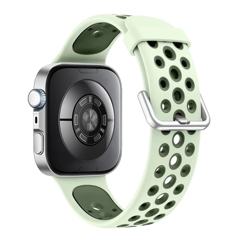 Silicone Watch Band for Huawei Watch Fit 4 Pro / Fit 4 / Fit 3 Round Holes Dual Color Replacement Strap - Mint Green - 1